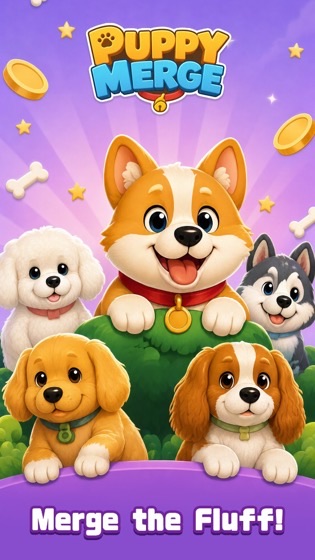 Puppy Merge splash with playful pups